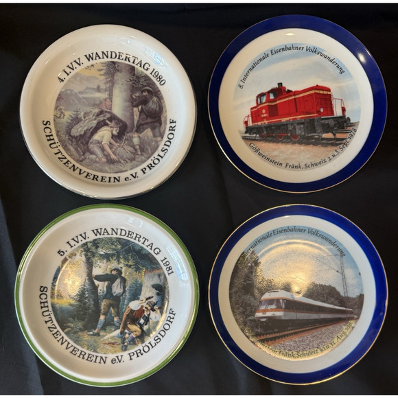 Vintage German Collector Plates Lot 13 Plates 7 1/2" Wandertag Animals Travel - Picture 4 of 9